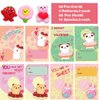 DINESIL 28 Packs Valentine's Kawaii Mochi Squishy Toys with Cards, Mini Squishy Animal Squishies Stress Relief Toy for Kids Valentine Exchange Gifts, Valentine Party Favors