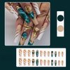 Rchovsam xl Green Press on Nails Extra Long Coffin Fake Nails with Nail Glue,Glue on Nails,Golden Love&Texture UñAs Postizas Full Cover Stick on Nails 24pcs Gel Nail Kit for Womens,Green sfumato