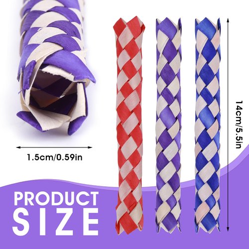 Piriuuo 24 Pieces Chinese Finger Trap Pet Bird Chew Toy Classic Bamboo Finger Trap Birds Foraging Toy Birthday Party Favors Goodie Bag Stuffers Piñata Fillers, Assorted Colors