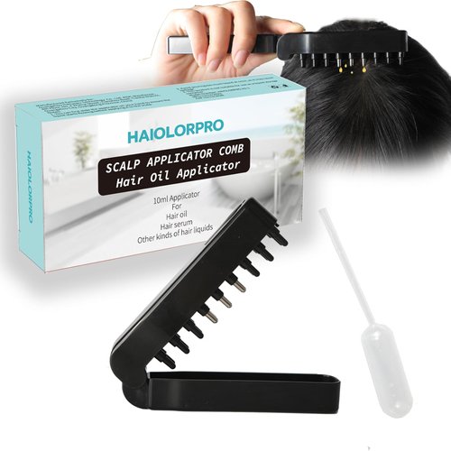HAIOLORPRO Scalp and Root Comb Applicator for Hair Oil, Serum, and Liquids - Suitable for Home and Travel (Black)