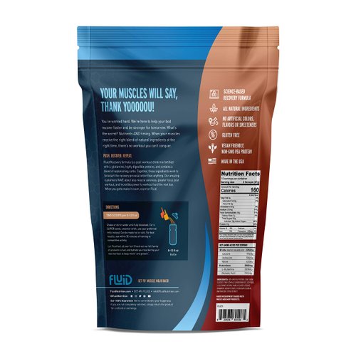 Fluid Recovery, Post-Workout Drink Mix, Pea Protein, L-Glutamine, Carbs, All Natural Ingredients, Gluten-Free, Lactose-Free (Cinnamon Vanilla (Vegan))