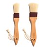 Pastry Brush Natural Bristle Wooden, MSART Basting/Food Brush, with Beech Wood Handle and Rope Hook, Great for Butter, Cookies, Oil, Bread, Frosting. Easy to Clean (1 inch & 1.5 inch set)