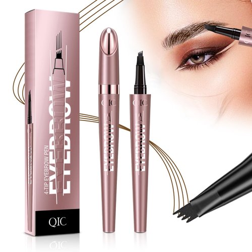 LckLvx Microblading Eyebrow Pen, 2024 Upgrade Magic Eyebrow Pencil 3D Waterproof Eyebrow Pencil with 4-Fork-Tip Create Natural Hair-Like Brows, Last All-Day (Dark Brown)