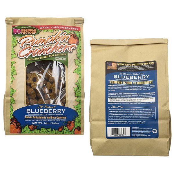 K9 Granola Factory All-Natural Blueberry Pumpkin Crunchers Baked Dog Biscuits (2 Pack)