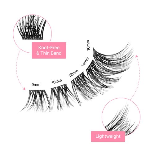 VieVie Lash Clusters 72pcs DIY Eyelash Extension Lashes, 9-16mm Mix Lash Clusters Natural Look DIY Lash Extension Lashes (Cluster 02)
