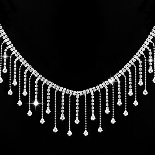 2 Yard Rhinestone Ribbon Tassel Chain- Irregular Style Rhinestones Fringe Trim for Cowgirl Hat- Diamond Crystal Long Tassel Trim for Wedding Party Necklace DIY Clothing Accessories Vase Decoration