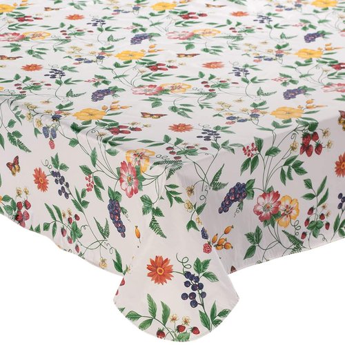 Lintex Enchanted Garden Flannel Backed Vinyl Tablecloth Indoor Outdoor 60"x104" Oblong (Rectangle)