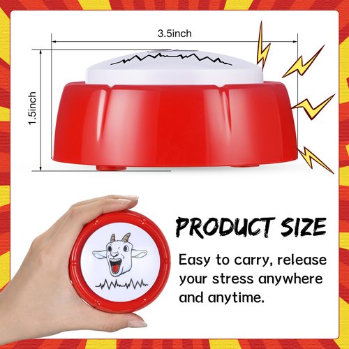 Halloscume Screaming Button with Gift Box Screaming Desk Toys Goat Talking Button Screaming Desk Toy Goat Button with a Funny Goat Scream Novelty Gifts for Men and Women