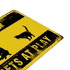 Funlucy Warning Sign Slow Pets at Play Sign,Dog And Cat at Play Rustic Signs 12x16 Inch Waterproof Aluminum Tin Signs for Indoor & Outdoor Road Community Street Home Decoration