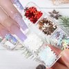 Snowflakes Nail Glitter Sequins 3D Holographic Christmas Nail Flakes Laser Gold Red Snowflakes Nail Sticker Decals for Women DIY Acrylic Nails Decorations Craft 6 Grids