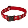 Small Red Reflective Skull Dog Collar: 5/8" wide, Adjusts 10-14" - Made in USA.