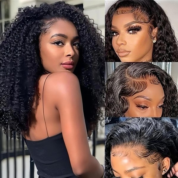 Segsavor 4x4 Closure Wigs Human Hair Per Plucked Curly Human Hair Wig 180 Density Glueless Lace Closure Wigs Human Hair Wigs for Black Women Kinky Curly Lace Front Wig Human Hair with Baby Hair
