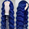 Blue Lace Front Wigs Human Hair Body Wave Wig 13x4 HD Transparent Lace Frontal Blue Wig Human Hair Pre Plucked With Baby Hair 180% Density Dark Blue Colored Glueless Wigs for Black Women 26 Inch