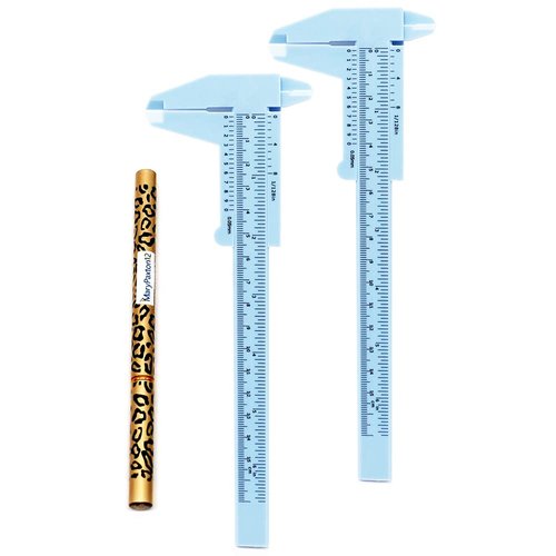 2PACK Microblading Eyebrow Ruler Makeup Measure Eyebrow Guide Ruler Permanent Tools Calipers Tattoo Eyebrow Line Lip Makeup Tools Double Scale Tattoo Stencils Sliding Gauge With Extra Gift
