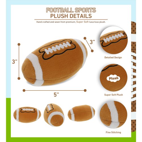 DolliBu Football Plush - Fluffy Soft Plush Ball for Playing Catch with Kids, Playtime Squishy Football Plush Toy for Girls and Boys, Stuffed Football Room Decor - 3 Inch
