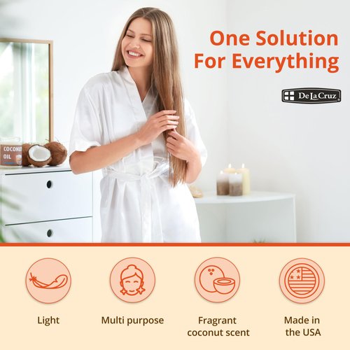 De La Cruz Fractionated Liquid Coconut Oil - Liquid Coconut Oil for Skin and Hair - Natural Moisturizer for Skin and Hair - 8 FL OZ