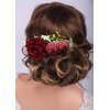 Kercisbeauty Red Rose Burgundy Hair Comb for Brides Wedding Bridal Vintage Headband Burgundy Floral Comb Festival Headpiece Women Girls Party