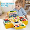 HONGTUO School Bus Toy with Sound and Light, Simulation Steering Wheel Gear Toy, Toddlers School Bus Toys with Music Education Knowledge Simulation Driving Bus Toys, Gift for 1-3-5 Boys & Girls