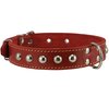 Genuine 1" Wide Thick Leather Studded Dog Collar. Fits 14"-17" Neck, Medium Breeds.