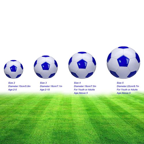 SPDTECH Soccer Ball Size 4 White Blue Outdoor and Indoor School Sports Activity Anti-Explosion Classic Design Suitable for Kids Toddler Boy Gift Training Practice