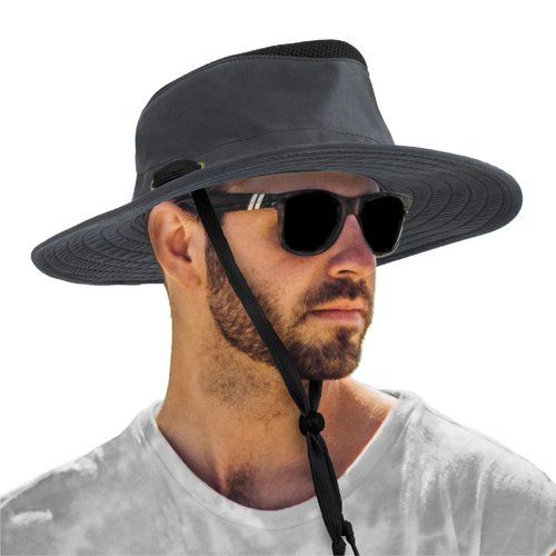 SUN CUBE Wide Brim Sun Hat for Men Outdoor, Women Sun Protection Safari Hat, Hiking Boonie Hat UV, Fishing Summer Hat for Beach Camping UPF 50+, Grey