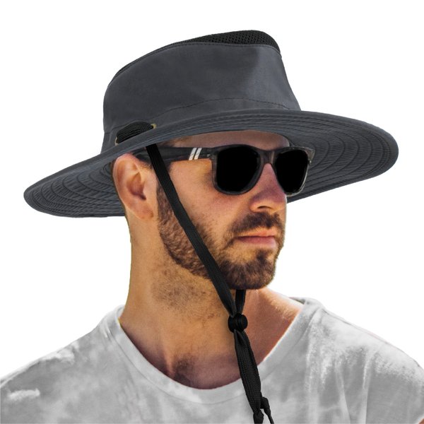 SUN CUBE Wide Brim Sun Hat for Men Outdoor, Women Sun Protection Safari Hat, Hiking Boonie Hat UV, Fishing Summer Hat for Beach Camping UPF 50+, Grey