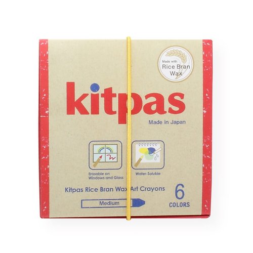 Kitpas Rice Bran Wax Art Crayons - 6 Count Crayon Set - Water-Soluble Wax Crayons for Toddlers and Kids Ages 3+ - Easy & Smooth on Paper, Coloring Books, Window Art - Kids Party Favors