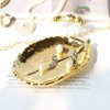 Lependor Golden Leaf Shaped Small Ceramic Jewelry Ring Dish Necklace Bracelet Holder Tray Organizer, Ceramic Decorative Trinket Dish for Wedding Party Woman Girl - Gold Leaf