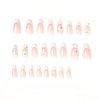 MISUD Medium Press on White Pearl Fake Stiletto Glossy False French Tip Glue on Almond Rhinestone Acrylic Nails for Women and Girls 24Pcs