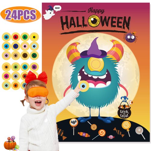 Funnlot Halloween Party Games for Kids Halloween Game Pin The Eye on The Monster Game Halloween Party Games Activities Halloween Pin The Tail Game
