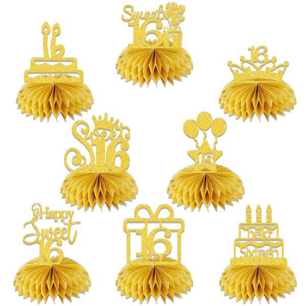 Girls 16th Birthday Decorations Honeycomb Centerpieces, Happy Sweet 16 Table Decorations, 16th Birthday Table Centerpieces Party Supplies