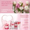 Gift Basket For Women, 8pcs Spa Set of Lily & Peony Home Spa Set, Beauty Personal Care Set Includes Jojoba Essential Oil, Spa Self Care Kit - Bath Body For Thank You, Birthday, Mom, Anniversary Gift