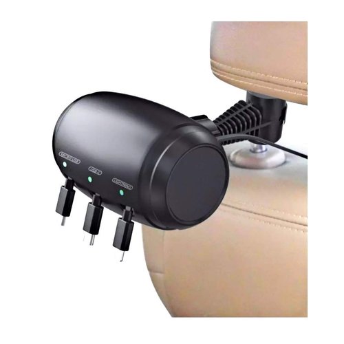 W&A Tech Multi Car Retractable Cord 3 in 1 Power Charging Station Car Charger USB With A Additional Magnetic Phone Holder