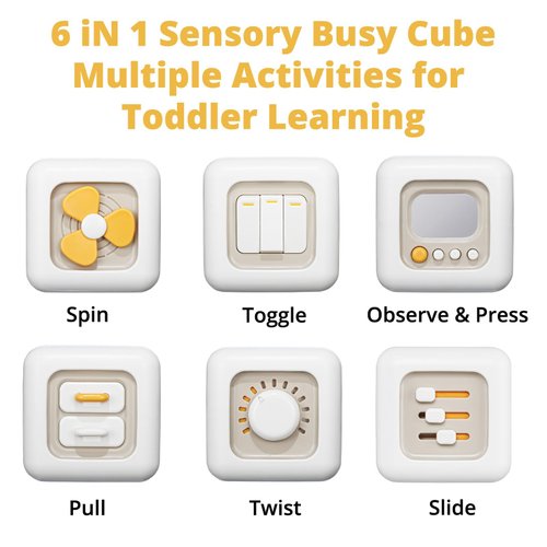 bessome Busy Activity Cube for Fine Motor Skill Learning|Montessori Toys for 1 Year Old Boy Girl|Sensory Toys for Toddler 1-3|Travel Baby Toy for 12-18 Months|First Birthday Gift for 1 Year Old