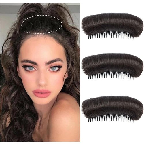 3PCS Womens Hair Bun Invisible False Hair Clip Hair Base Bump Fluffy Hair Pad Styling Insert Tool Increased Hair Pad Hair Accessories Styling Insert Tool (Nature Black)