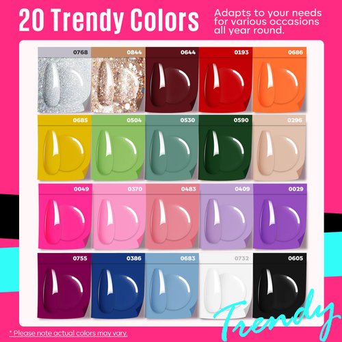 MEFA 34 Pcs Gel Nail Polish Kit with U V Light 48W, 20 Colors All Seasons Collection Nude Pink Red Gel Nail Polish Set with Base and Matte/Glossy Top Coat Nail Art Manicure Tools DIY Salon Home