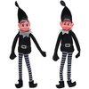 Toyland® Elves Behavin Badly Set of 2-12 Inch Girl & Boy Elf with Black Clothing Soft Toys with Long Legs, Soft Body & Vinyl Head - Christmas Novelty Toys