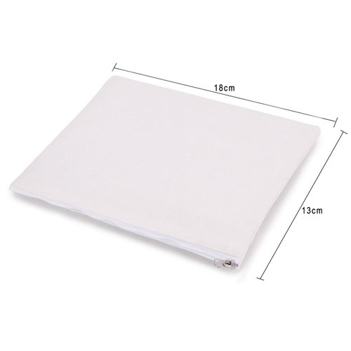 YINGKOR Cotton Canvas Zipper Cosmetic Bag Makeup Bags Tool Organizer with Cotton Lining, 13x18cm, 5.11x7.08 inches, White