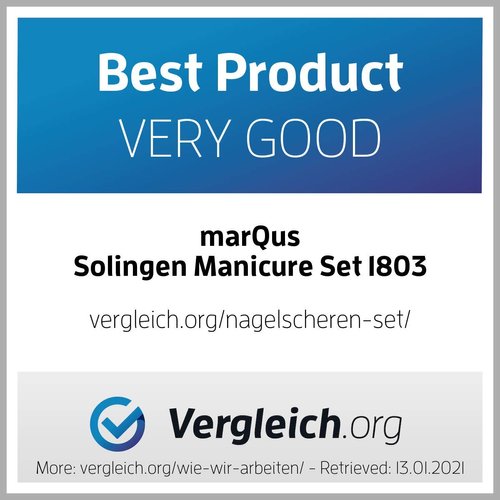 marQus Manicure Set Solingen Made in Germany - 7 piece stainless steel exclusive finger & toe nail clippers set in Nappa black leather case, made in Solingen Germany* (except for clippers)