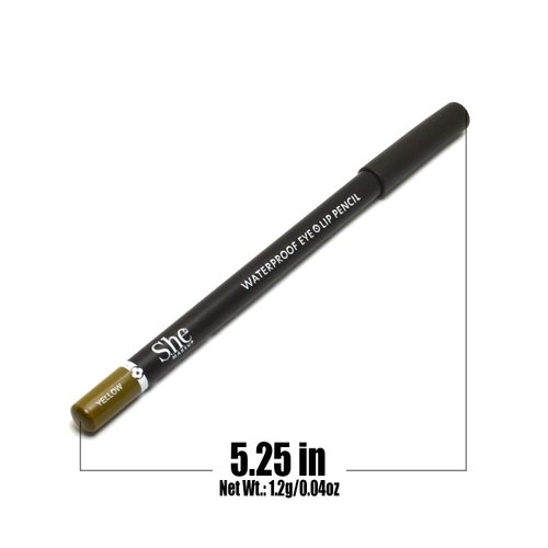 She Makeup 1 WP03 YELLOW WaterProof Eye & Lip Liner Pencil Eyeliner Lipliner 0.04 oz / 1.2g + Zipper Bag
