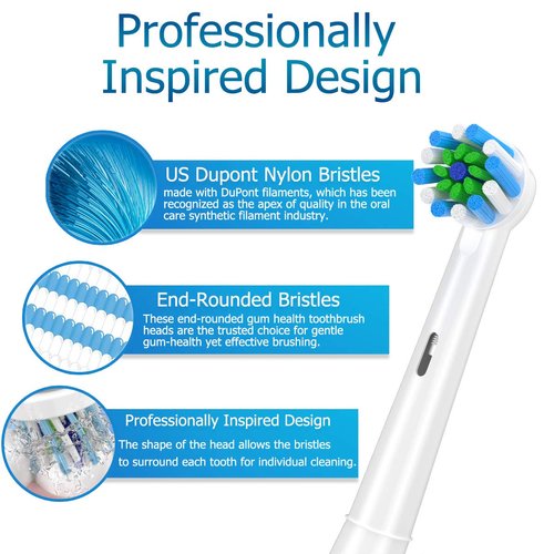 Replacement Toothbrush Heads Compatible with Braun Oral b 7000/Pro 1000/9600/ 5000/3000/8000/Genius and Smart Electric Toothbrush, 16 Pcs (White)