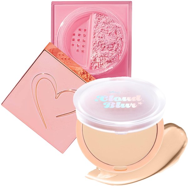 Glam Lux Beauty Bundle Beauty Creations Pink Cloud Pink Loose Setting Powder & Amorus Cloud Blur Matte Balm Foundation, Minimizes Pores, Matte Finish 14HR Shine Control (Soft Fair)