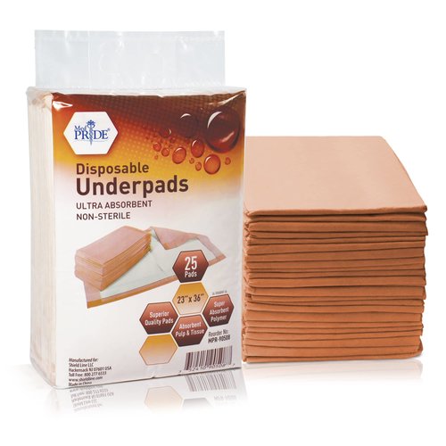 MED PRIDE Disposable Underpads 23”x36” | Super Absorbent Incontinence Pads, for Kids, Adults, Elderly, & Pets | for Bedding Protection & Puppy Training | Prevents Leakage & Accidents | 25 Count