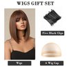 Doremiy Bob Brown Wig with Bangs Natural Short Straight Wigs for Women Shoulder Length Synthetic Wigs for Daily Cosplay