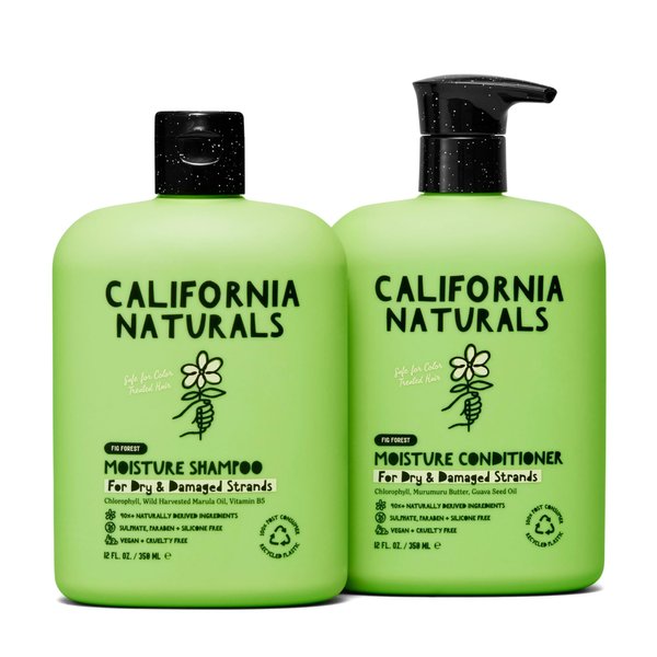 California Naturals Moisture Shampoo and Conditioner for Dry, Damaged Hair, Hair Care Bundle for Women and Men, Natural, Vegan, Cruelty, Silicone, Paraben, and Sulfate Free, Color Safe, 12 fl oz