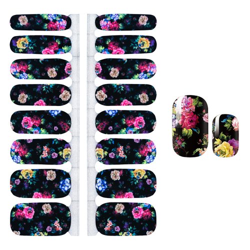 SILPECWEE 5 Sheets Flower Nail Polish Strips Self Adhesive Nail Stickers Full Nail Wraps Nail Art Accessories Nail Strips for Women with 1pc Nail File