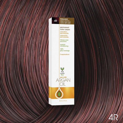 One N' Only Permanent Hair Color - Permanent Hair Dye Made with Argan Oil - Delivers Rich, Accurate Tones with Gray Coverage - Improves Moisture & Elasticity - 4R Medium Red Brown (3 oz)