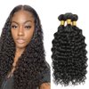 Natural Black Bundles Human Hair Color #1B Kinky Curly Bundles Grade 8A Brazilian Virgin Human Hair 3 Bundles 26 28 30 Inch Double Weft Natural Color Wet and Wavy Bundles
