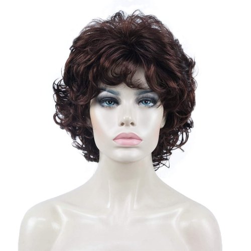 Aimole Synthetic Short Curly Wigs Heat Resistant Full Capless Hair Women Wig (33A)