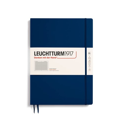 LEUCHTTURM1917 - Master Slim A4+ - Squared Hardcover Notebook (Navy) - 123 Numbered Pages